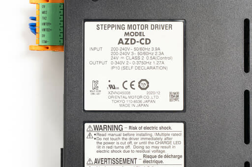 オリエンタルモーター ドライバ AZD-CD (通電時間38155h・コネクタ不足